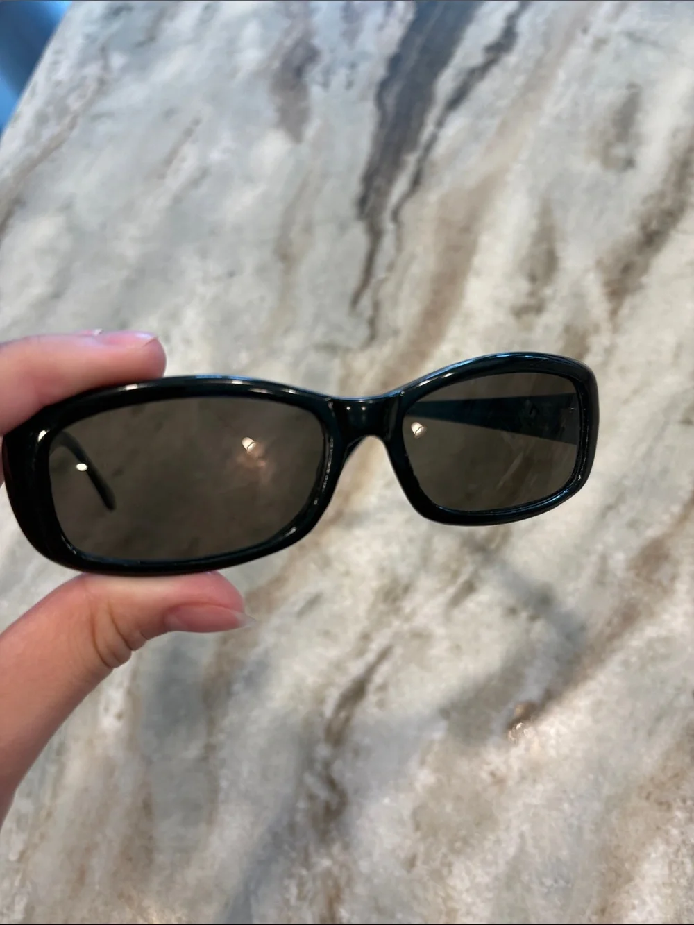 Vintage Designer Classic Black Women's Rectangle Sunglasses